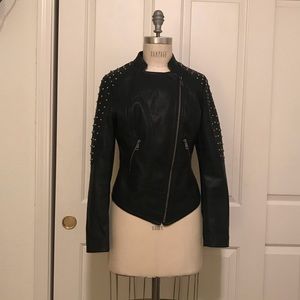 Boutique | Pleather Moto Jacket Studs Sz S